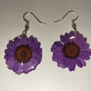 Pendientes de flor natural en resina