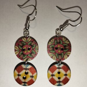 Pendientes de botón de madera