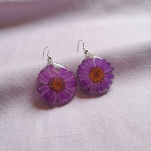 Pendientes de flor natural en resina