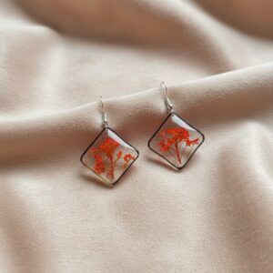 Pendientes de flor natural en resina