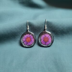 Pendientes de flor natural en resina