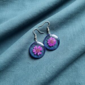 Pendientes de flor natural en resina