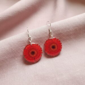 Pendientes de flor natural en resina