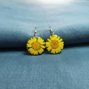 Pendientes de flor natural en resina