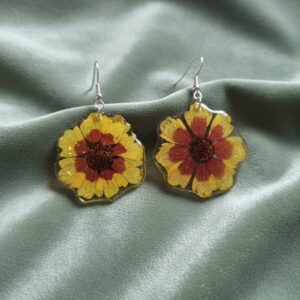 Pendientes de flor natural en resina