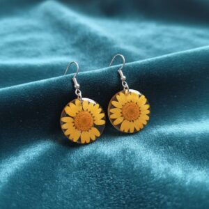 Pendientes de flor natural en resina